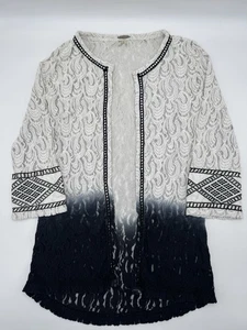 Gimmicks by BKE Damen Strickjacke weiß/blau Spitze Langarm offen - Bild 1 von 8