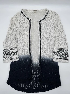 Cárdigan abierto manga larga de encaje blanco/azul Gimmicks by BKE para mujer Foto 1 de 4