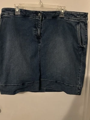 Talbots 女式大码弹力蓝色牛仔裙,尺寸 20WP — 第 1/4 张图片