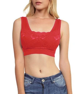 Seamless Spandex Padded Lace Cropped Sports Bra Top O/S ~ M/L - Picture 1 of 26