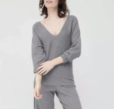 V By Very Women’s Batwing Knitted Lounge Pullover Jumper Grey Marl UK Size 12 - Image 1 of 4