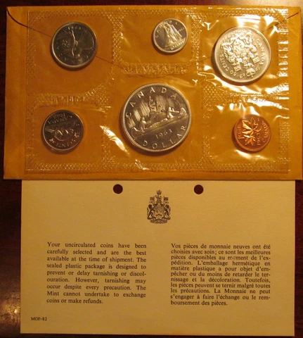 1963 Royal Canadian 1.11 oz Silver Proof Like Mint Set Unopened 6 coins Canada Cover
