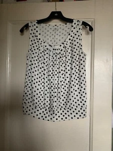 Loft NWOT  white and navy dots top XS - Picture 1 of 8