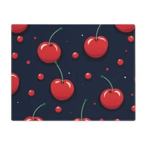 Placemat Cherry Cherries Navy Blue White Green Flower Cotton Table Setting Host - Picture 1 of 4