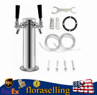3" Double Tap Draft Beer Tower Stainless Steel Bar Pub Kegerator with Two Faucet