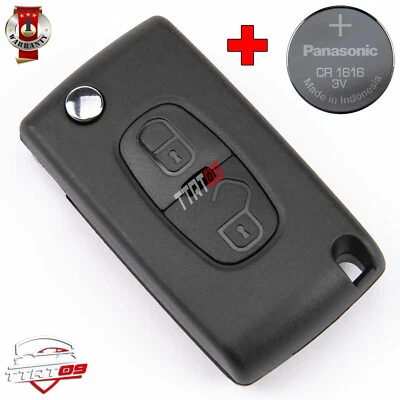 COQUE CLÉ POUR PEUGEOT 4007 4008 LAME MIT11R 2 BOUTONS + CR1616 BATTERIE