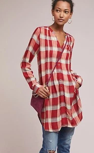 Nuevo con etiquetas en bolsa 118 $ Túnica a cuadros Anthropologie de gran tamaño Lucie talla XS-Envío rápido - Imagen 1 de 4