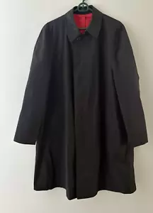 Vtg London Fog Maincoats Black w/Red Dracula Trench Coat 42 Reg Calibre Cloth - Picture 1 of 13