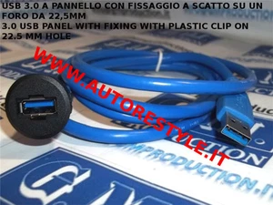 Extension Lead With USB 3.0 Femelle On Plastique Panneau For Fix It With A Hole - Picture 1 of 1