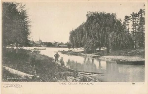 RR Charlevoix MI 1906 OLD RIVER VIEW Round Lake Harbor Docks near PMRR BRIDGE - Picture 1 of 3