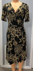 Donna Morgan Black & Gold Short Sleeve Dress Women’s Size 6 - Picture 1 of 5