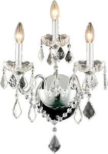Crystal Wall Sconce Chrome Dining Living Room Kitchen Foyer Light Fixture 17" - Picture 1 of 2
