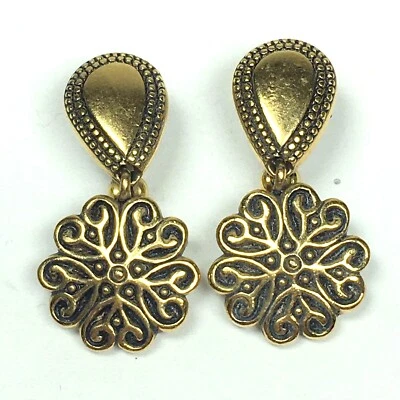 Premier Designs Jewelry Gold Plated Floral Drop Clip Earrings   - Image 1 of 4