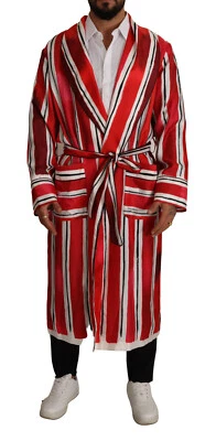 DOLCE & GABBANA Night Gown Robe Red White Striped Silk Mens IT46 / US36 / M - Image 1 of 4