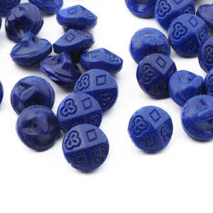 Lot (55) vintage Deco Czech dimi blue glass buttons 9mm - Picture 1 of 3