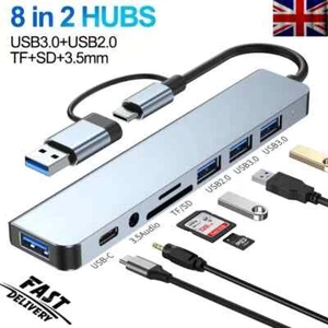8 in 1 Multi Port USB-C Hub Type C To USB 3.0 4K Adapter For Macbook / Laptop UK - Picture 1 of 8