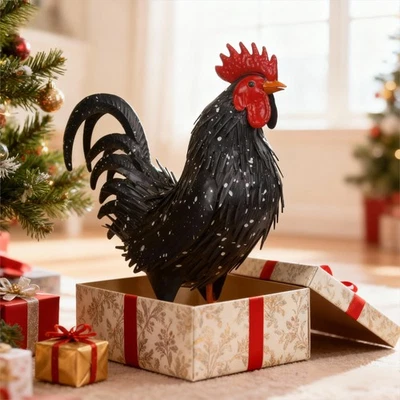 Gallo Jardín Estatua Escultura Metal Pollo Patio Decoración Exterior Estatuillas Pa... Foto 1 de 4