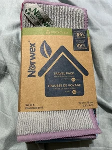 Norwex Set Of 5 Travel Pack 6 X 6 Microfiber BacLock - Picture 1 of 2
