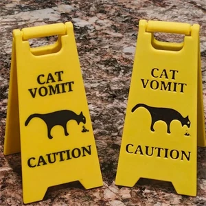 Cat Vomit Sign Warning Sign Deco Courtyard Pet Mini Sign For Home Or Pet Areas - Picture 1 of 12