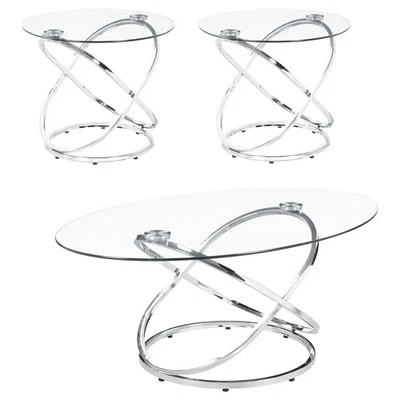 Coaster Home Furnishings - Warren - 3-Piece Coffee Table Set with Clear Glass... - Image 1 of 4
