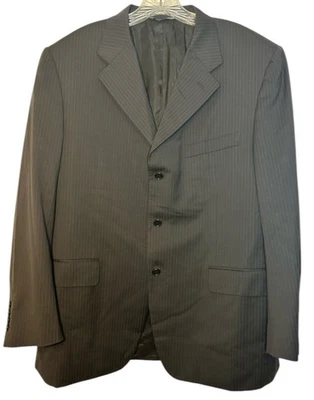 Canali mens blazer suit jacket 54 regular black super 120s pin striped 3 button - Image 1 of 4