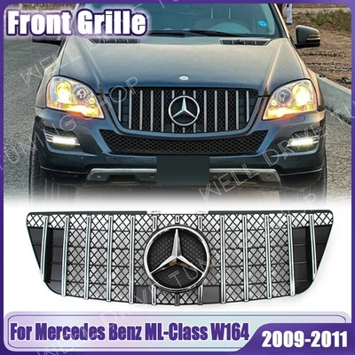 Silver Grill Front Grille W/Star For Mercedes Benz W164 09-11 ML320 ML350 ML450 - Image 1 of 4