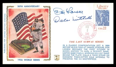 Don Larsen & Dale Mitchell Autographed Signed First Day Cover Perfect Game - Image 1 of 2