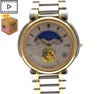 Vintage [NEAR MINT] CITIZEN Junction 6B85-L03504 Moon Phase Quartz Watch JAPAN - Image 1 of 4