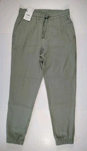 ZARA-NWT-Men's Gray/Green Viscose/Linen Blend Everyday Joggers-Size S - Picture 1 of 9