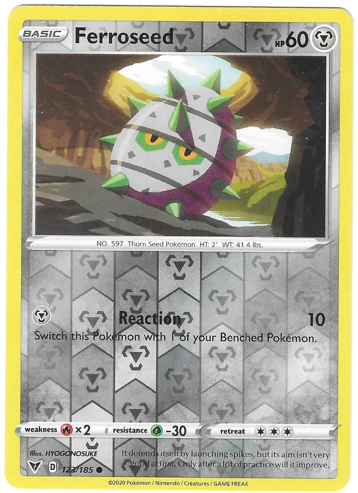POKEMON VIVID VOLTAGE REVERSE HOLO FERROSEED 123/185 NM/MINT PACK FRESH - Image 1 of 1