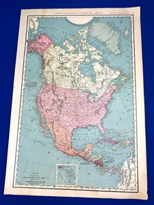 Mapa 1906 NORTEAMÉRICA 20.5" x 14" Países Colores, Estados Unidos, Canadá, México - Imagen 1 de 17