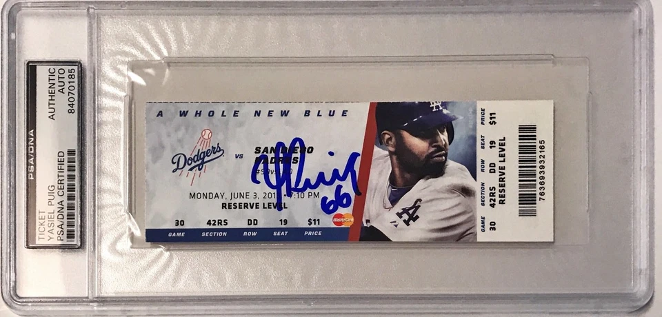 Yasiel Puig Los Angeles Dodgers 6/3/13 1st Game Debut Ticket PSA/DNA Slabbed - Image 1 of 1