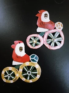 Vintage haitianische Volkskunst schwarz afroamerikanischer Weihnachtsmann Fahrrad Weihnachtsschmuck - Bild 1 von 5