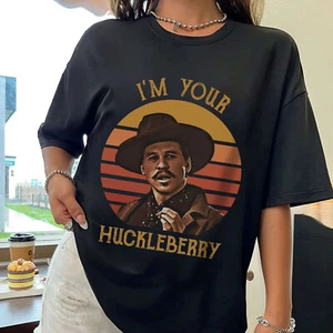Doc Holliday I'm Your Huckleberry Vintage Men's Black T-Shirt, Doc Holliday Tee - Picture 1 of 2