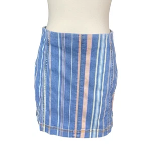 Wild Fable Striped Denim Skirt Size 10 Colorful Retro 90s Y2k Festival Casual - Picture 1 of 9