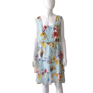 PENNY BLACK MAX MARA TIERED DRESS L F42 D40 USA10 UK14 FLORAL CHIFFON SLEEVELESS - Picture 1 of 9