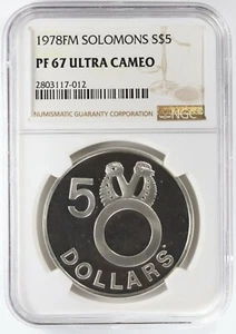 1978 FM Solomon Islands Proof Silver 5 Dollars NGC PF67 Ultra Cameo $5 - Picture 1 of 4