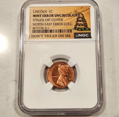 199X P Lincoln Cent NGC US MINT ERROR Off Center North East Collection - Image 1 of 4