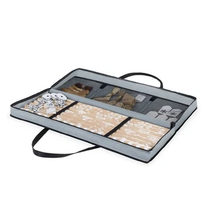 Weihnachtsdorf Geschenkpapier Stoff Aufbewahrungstasche mit Beutel, grau - Bild 1 von 8