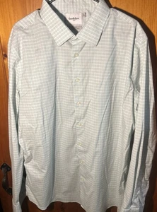NWOT Goodfellow & Co Light Mint Green Plaid Cotton & Spandex Blend L/S Shirt 2XL - Picture 1 of 7