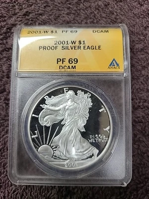 Silver Eagle 2001-W - Pr69Dcam hermoso acabado espejo ANACS  Foto 1 de 4