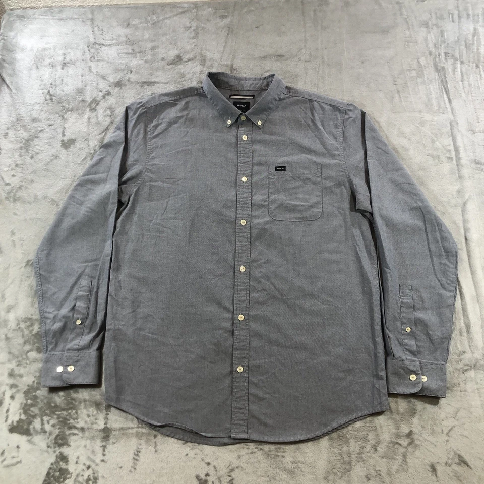 Camisa Rvca para hombre XL gris manga larga abotonada  Foto 1 de 4