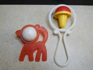 Vintage USSR Baby Rattle Set 1980s Soviet Pogremushka Toy Lot of 2 - Picture 1 of 22