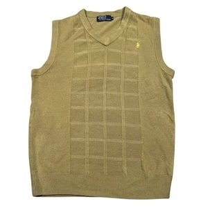Vintage Polo Ralph Lauren Vest Men's M Sweater Pullover Windowpane Knit V-neck - Picture 1 of 7