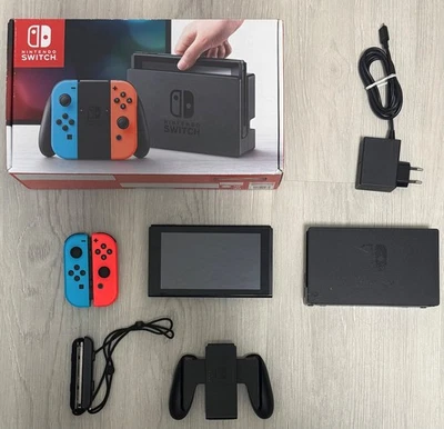 NINTENDO SWITCH KONSOLE HAC-001 INKL.JOY-CONS OVP GETESTET & GEPRÜFT GUT - Bild 1 von 4