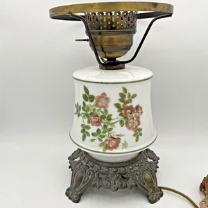 Weißes Milchglas "Vom Winde verweht Stil" Windlicht Lampe bemalt Blumen - Bild 1 von 12