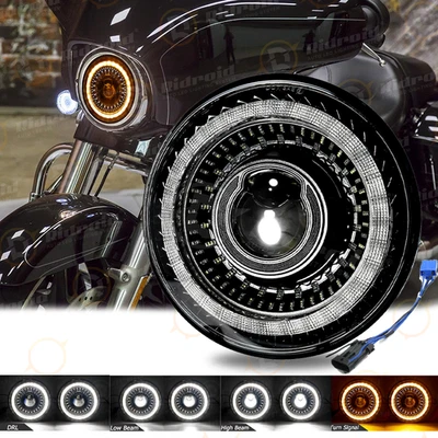 Faro LED y anillo de halo DOT de 7 pulgadas para Harley Davidson Touring Street Glide Foto 1 de 4