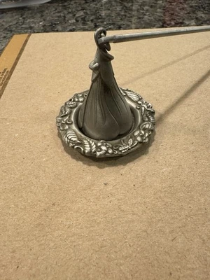 Vintage Genuine Pewter PartyLite Candle Snuffer Flower w Holder Tray - Image 1 of 4