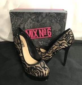 MIX №6 Black Lacy High Heel Platform Women's Shoes Size 8 M - Picture 1 of 7
