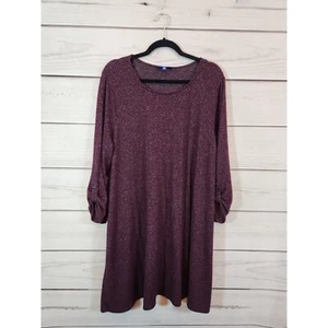 Apt.9 Women's Burgundy Solid Round Neck Roll Tab Sleeve Sweater Dress Size XXL - Picture 1 of 6